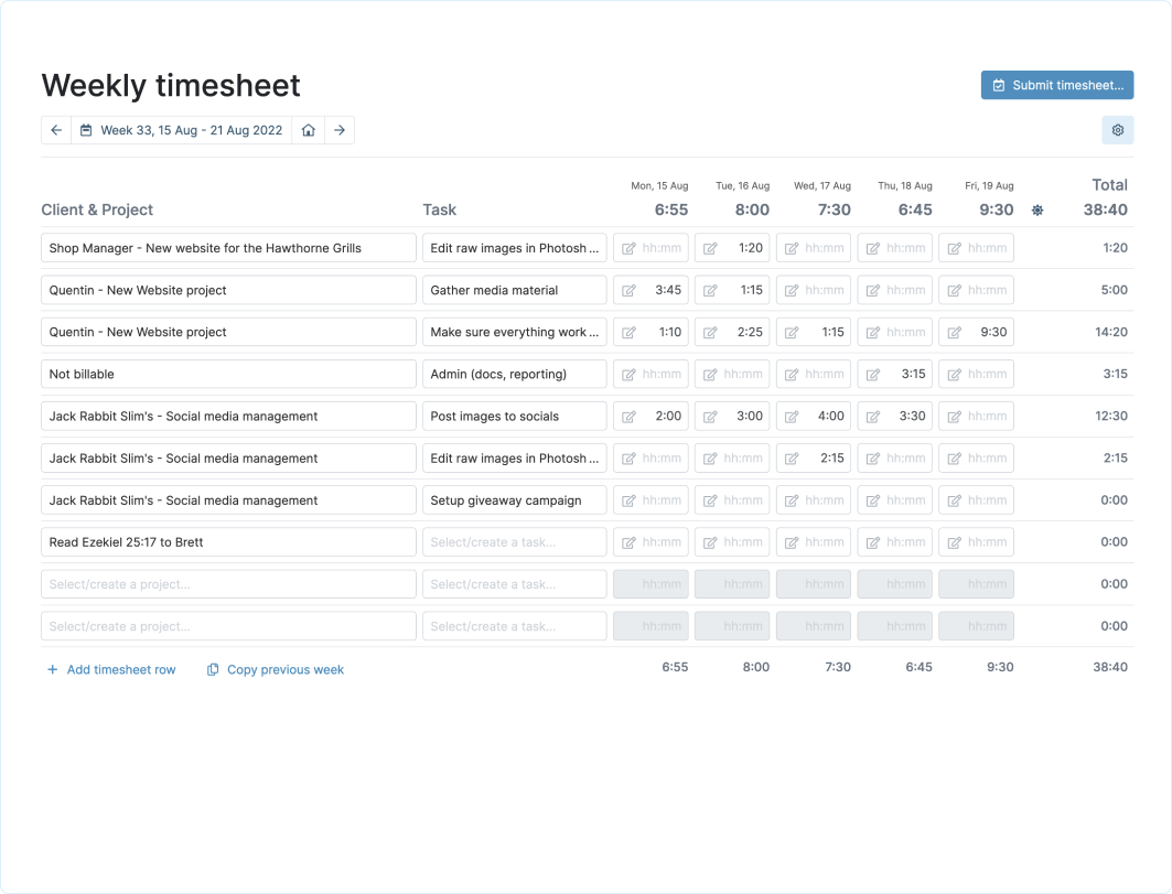 Agency Timesheet Templates